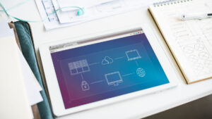 Tablet showing internet connection on screen